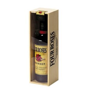 single bottle whiskey and spirits wooden gift box with custom silkscreen branding - Golden State Box Factory