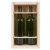Premium 2 Bottles Pinewood box with sliding lid. USA sourced, FSC Certified Pinewood. Thickness 1/2". Pine wood Lid.Nails assembly. Rounded edges . Wooden guillotine dividers. Printing: 3 (1 color) silkscreen or fire branding on Lid and 2 sides INSIDE DIMENSIONS: 12-1/4" L x 7" W x 3-3/4" H OUTSIDE DIMENSIONS: 13-3/4" L x 8-1/2" W x 4-1/2" H