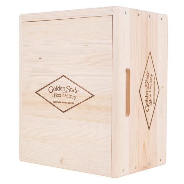 Premium 6 Bottles CUBE ( 2 x 3) Pinewood box with sliding lid. USA sourced, FSC Certified Pinewood. Thickness 1/2". Pine wood Lid.Nails assembly. Rounded edges . Wooden guillotine dividers. Printing: 3 (1 color) silkscreen or fire branding on Lid and 2 sides INSIDE DIMENSIONS: 12-1/4" L x 10-1/8" W x 7-1/16" H OUTSIDE DIMENSIONS: 13-3/4" L x 11-5/8' W x 7-7/8"