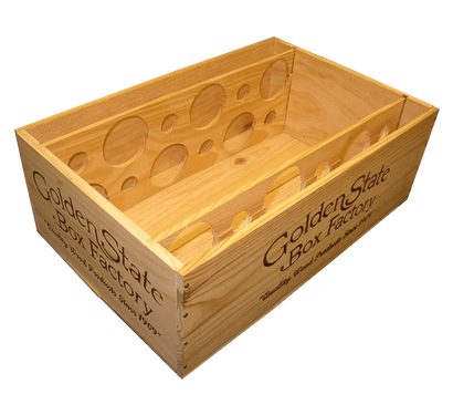 6 bottle stacked pinewood golden state box factory Wooden Wine Box