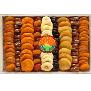 wooden tray displays for dried fruit and foods