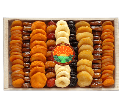 wooden tray displays for dried fruit and foods