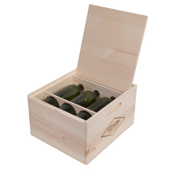 premium 6 bottle pinewood wine box flip lid