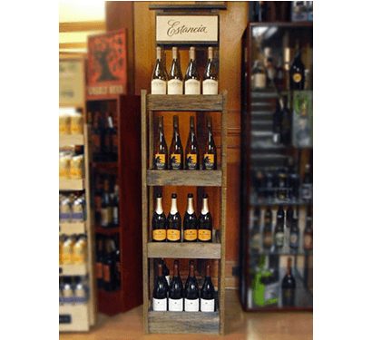 large free-standing Wooden wine Retail Display