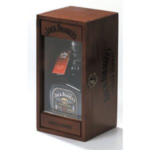 single bottle Wooden Whiskey Box with glass viewing window - premium whiskey gift box