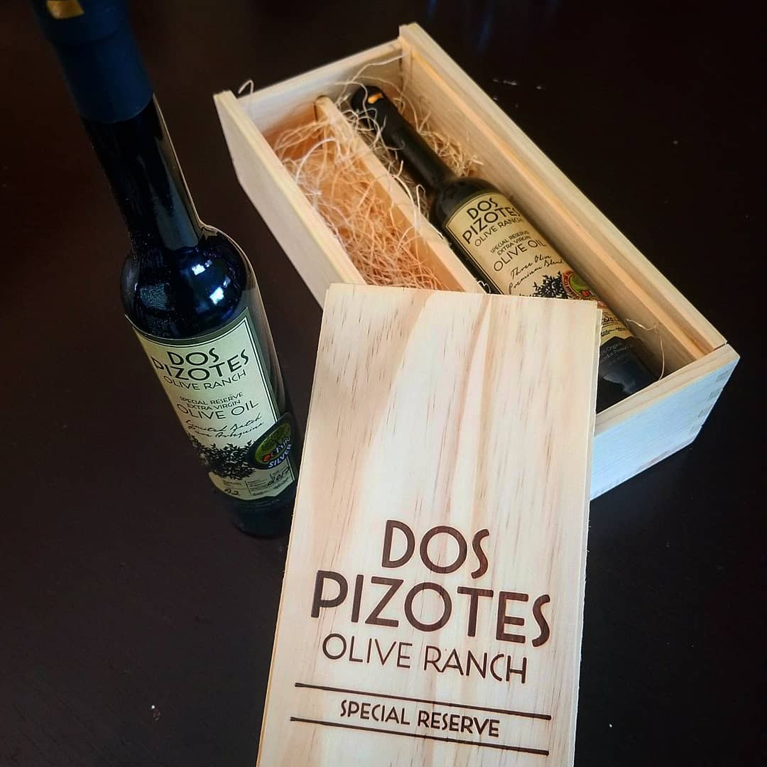 2 bottle olive oil pinewood sliding lid box with custom branding - Olive Oil Sliding Wooden Box