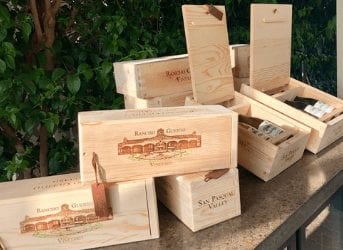 branded wooden wine boxes with leather label accents - Golden State Box Factory