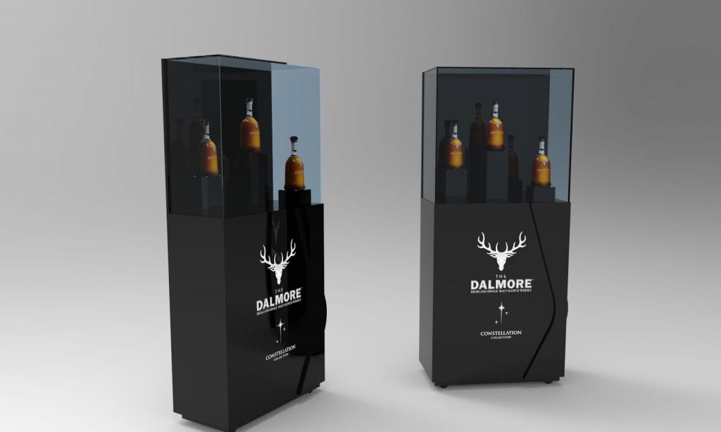 Multi-material whiskey retail display - Dalmore Whisky