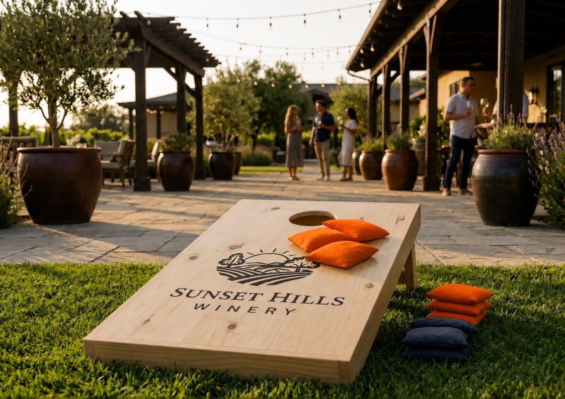 GSBF tailgate cornhole set FOR WINERIES